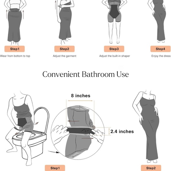 Popilush SZ M Summer Maxi Dress Women’s Cocktail Shapewear Dresses Built-in Bra - Picture 4 of 5